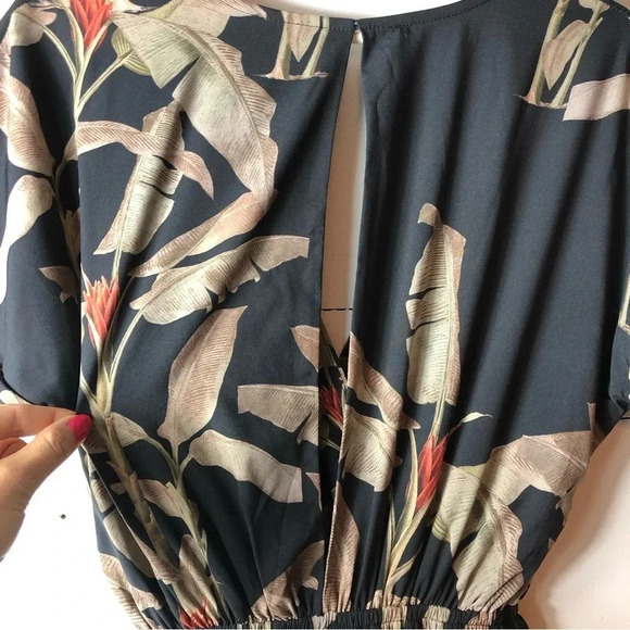 Eugenia Fernandez Tropical High Slit Floral Maxi Dress in Black Size Small - Picture 5 of 7